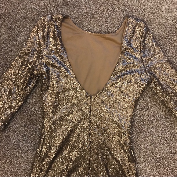 TOBI sequin gold dress- Size Large - Picture 3 of 5